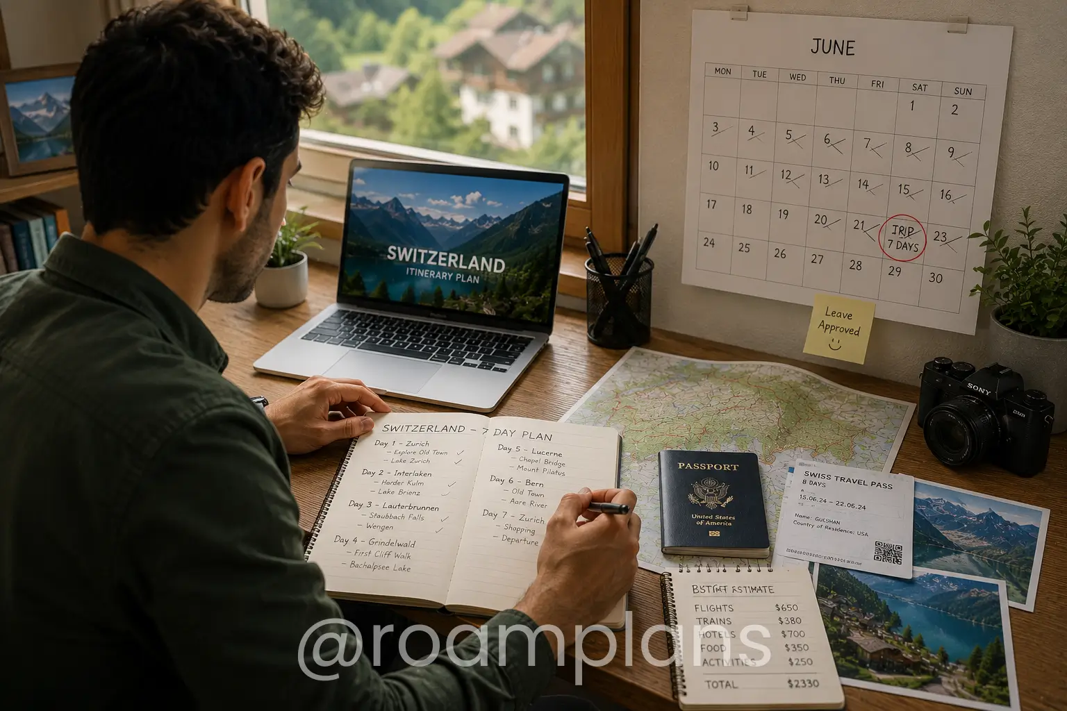 Traveler counting available vacation days before planning a trip