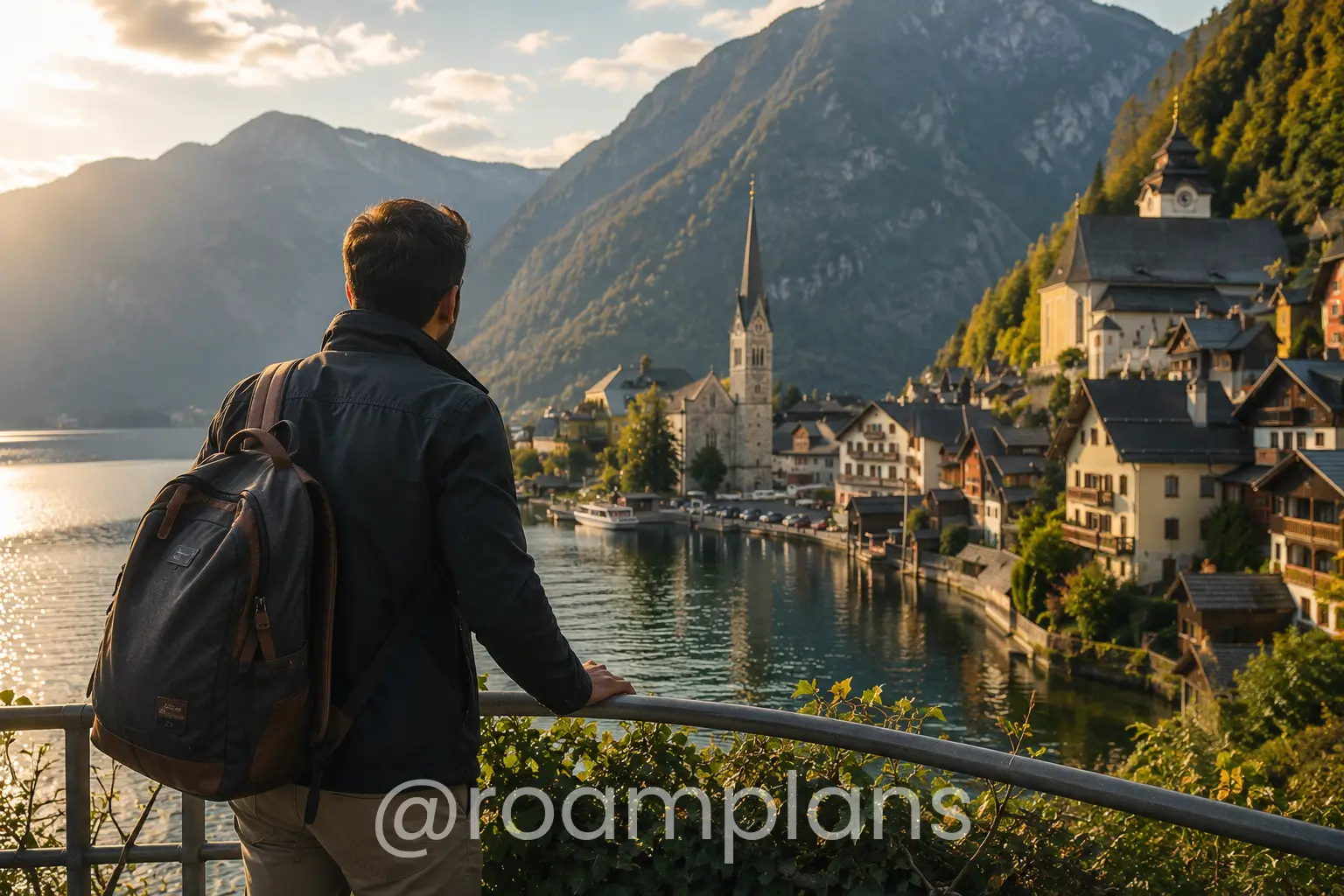 Traveler selecting a final destination after comparing budget, time, and travel style