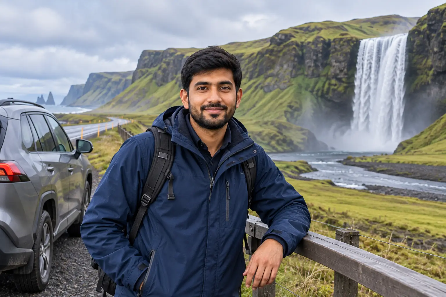 Adnan Ahmed driving the South Iceland section of the Ring Road
