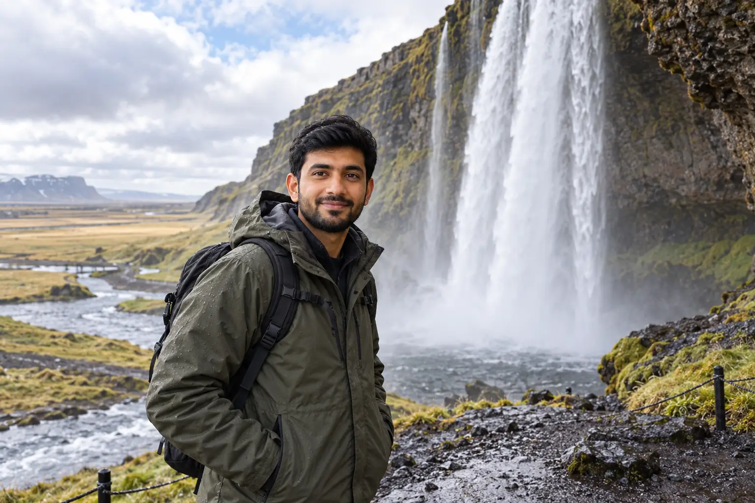 Adnan Ahmed exploring Iceland South Coast waterfalls during a short itinerary