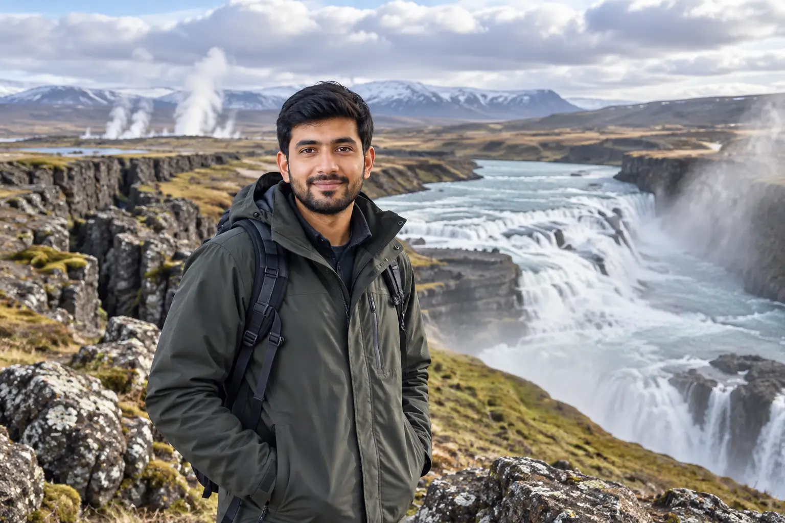 Adnan Ahmed visiting the Golden Circle during a three-day Iceland itinerary
