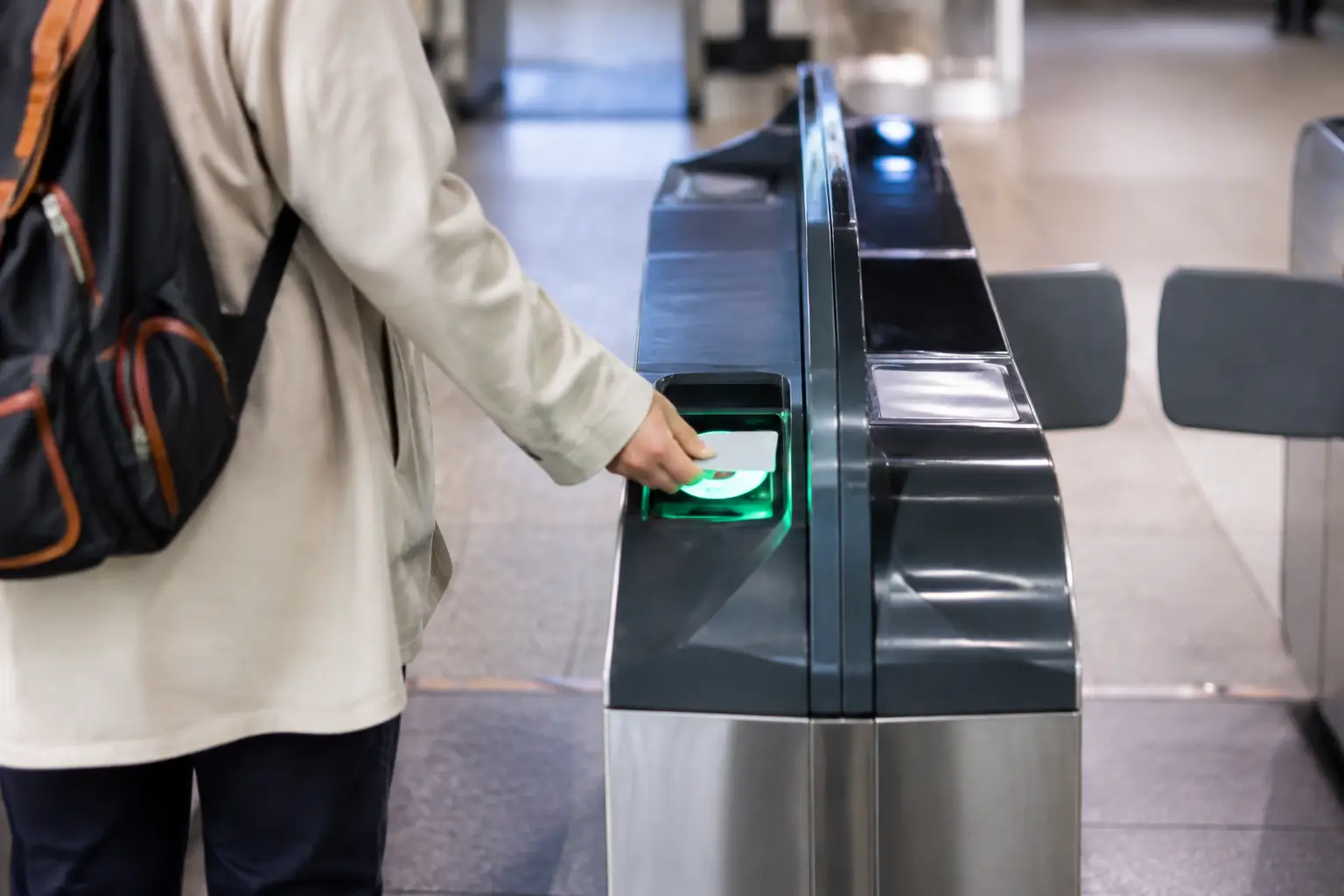 IC card tapping at a Japanese train station ticket gate