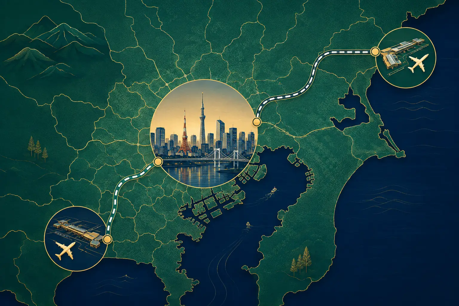Narita and Haneda airport transport routes to central Tokyo