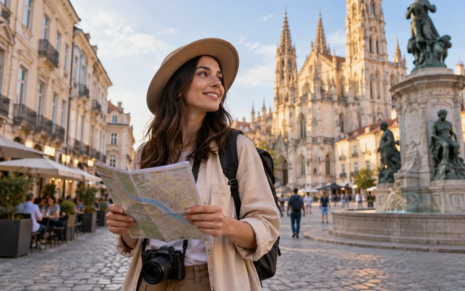 Traveler exploring a second city during a long international journey