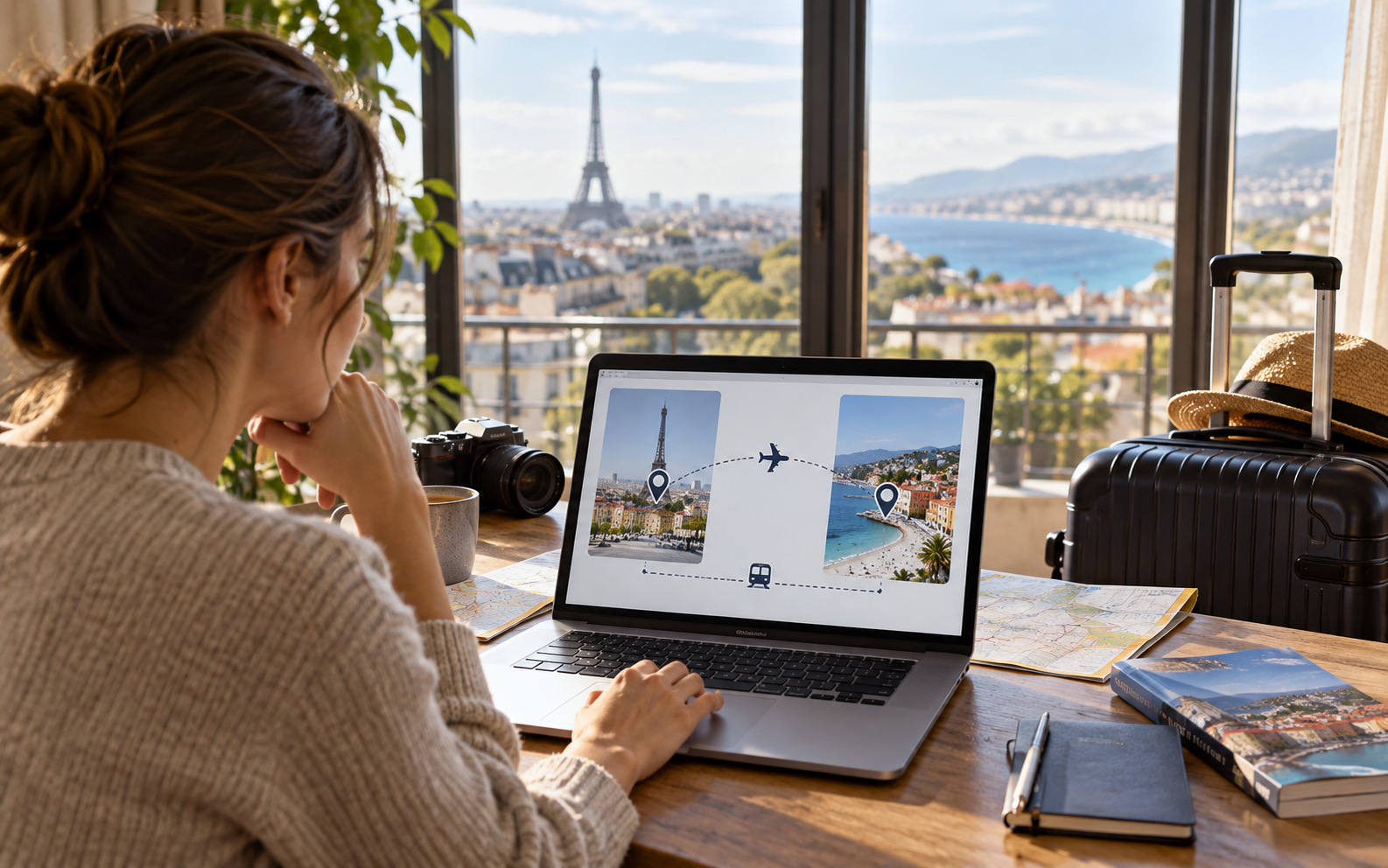 Traveler planning to arrive in Paris, travel independently to Nice, and fly home from Nice