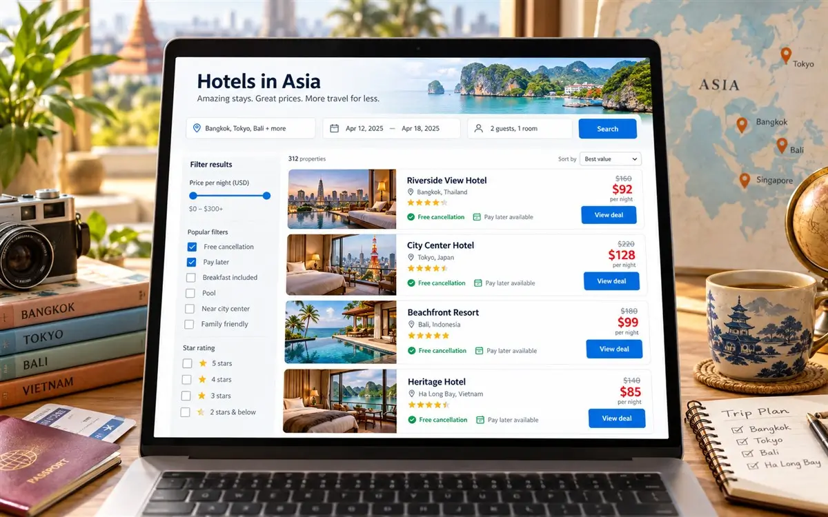 Agoda hotel prices, free cancellation, and pay-later options